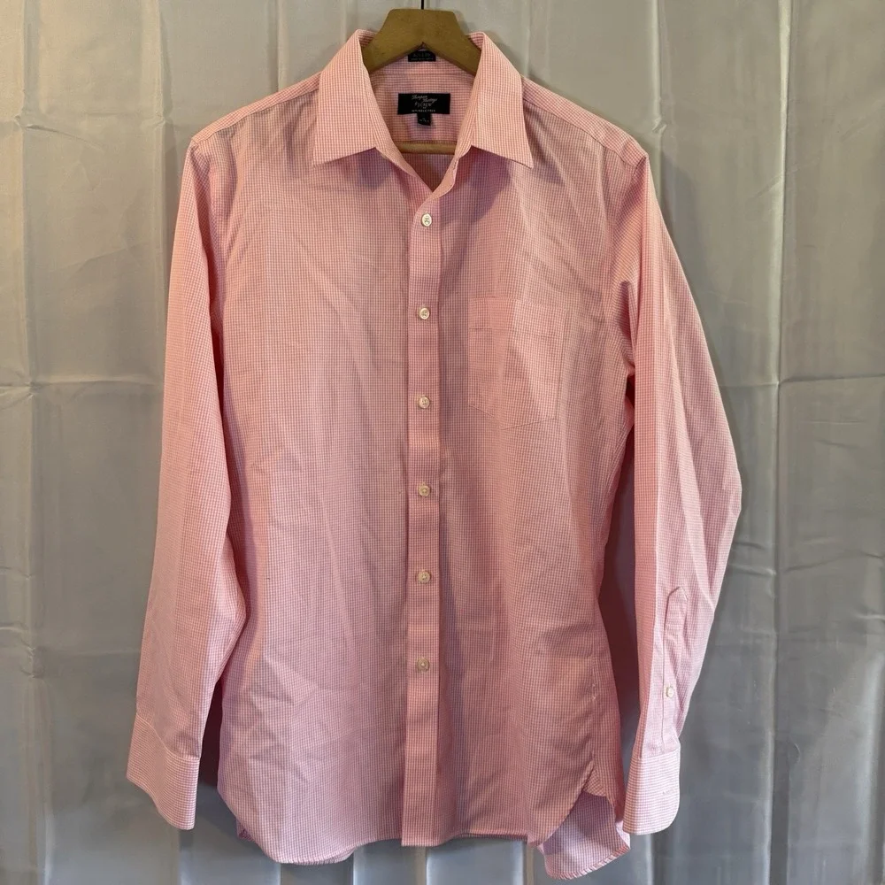 J. Crew Thompson Shirt Mens 15-15.5 Pink‎ Gingham Check Button Up 80s Two Ply